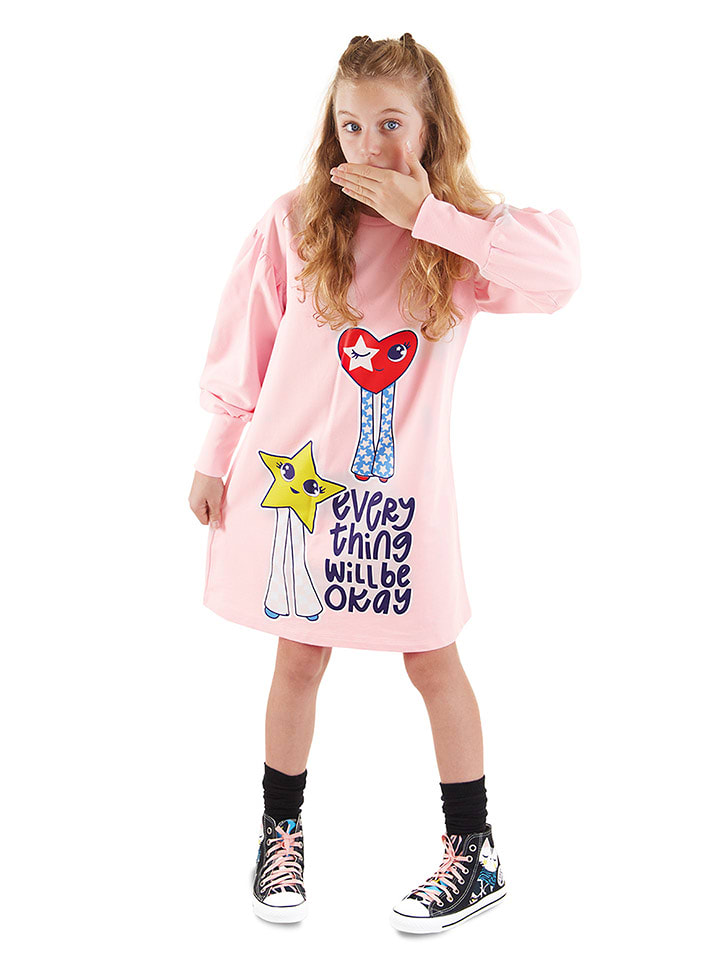 Denokids Sukienka "Fancy Heart" w kolorze jasnoróżowym rozmiar: 134