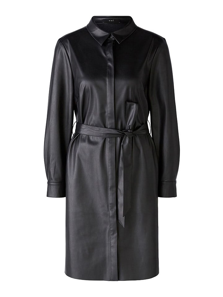 Oui Sukienka w kolorze czarnym ze skóry syntetycznej rozmiar: 44