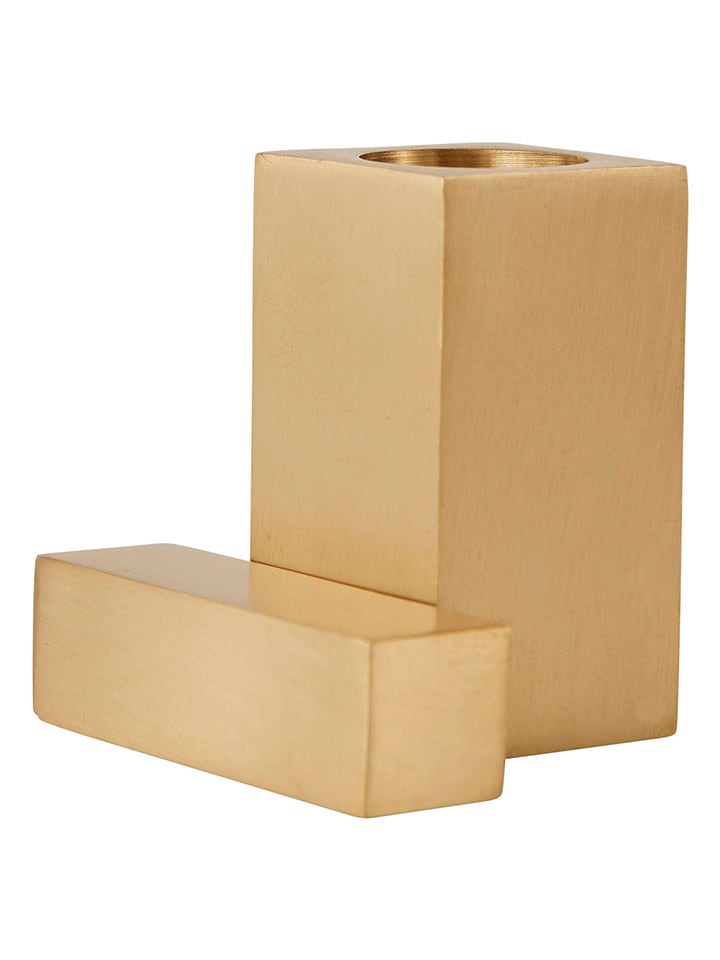 OYOY living design Świecznik "Square Solid Brass" w kolorze beżowym rozmiar: onesize