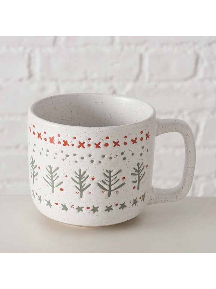 Boltze Kubek "Nohr" w kolorze biało-czerwono-zielonym - 340 ml rozmiar: onesize