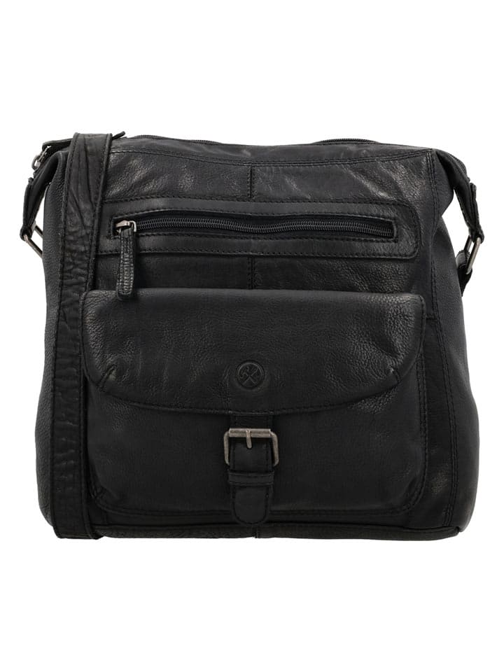 HIDE & STITCHES Skórzana torebka "Paint Rock" w kolorze czarnym - 29 x 29 x 7 cm rozmiar: onesize