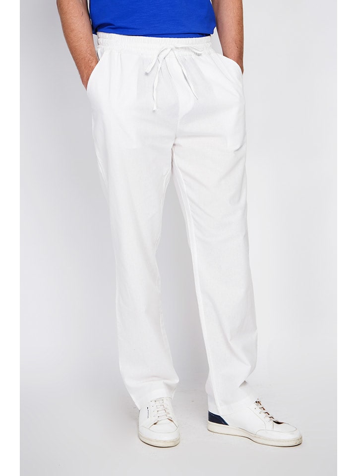 Secret du Lin Lniane spodnie w kolorze białym rozmiar: 54