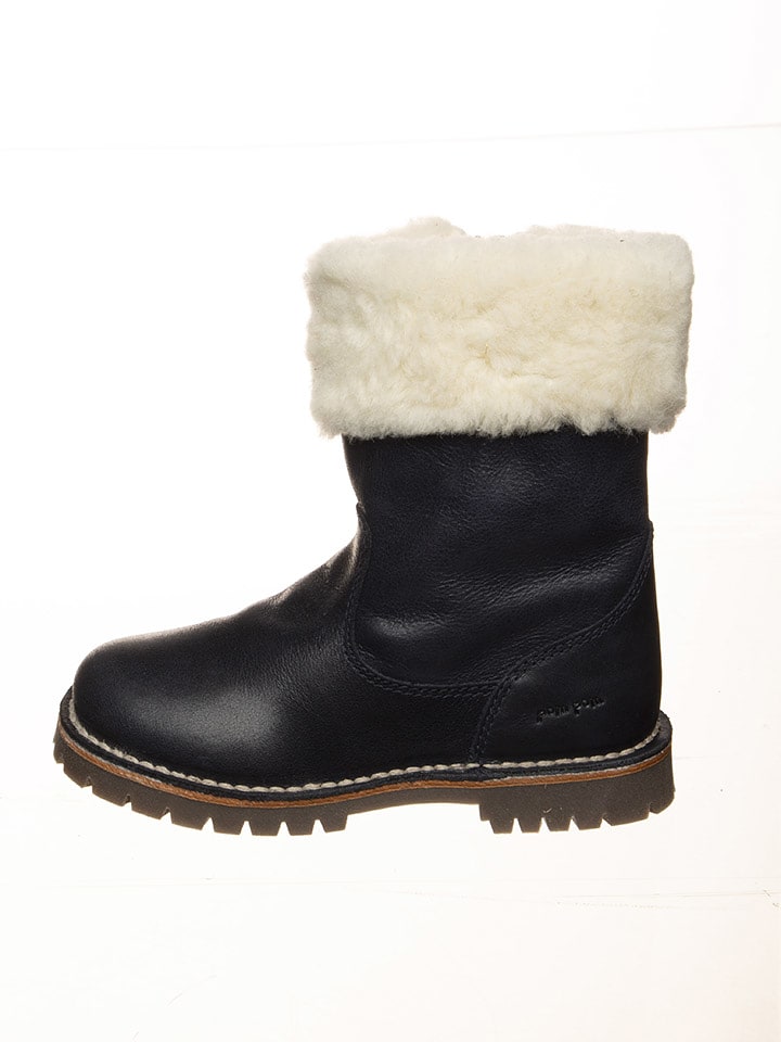 POM POM Skórzane kozaki zimowe w kolorze czarnym rozmiar: 35