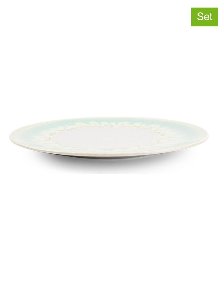 Salt and Pepper Talerzyki deserowe (4 szt.) "Maldives" w kolorze biało-zielonym - Ø 21 cm rozmiar: onesize
