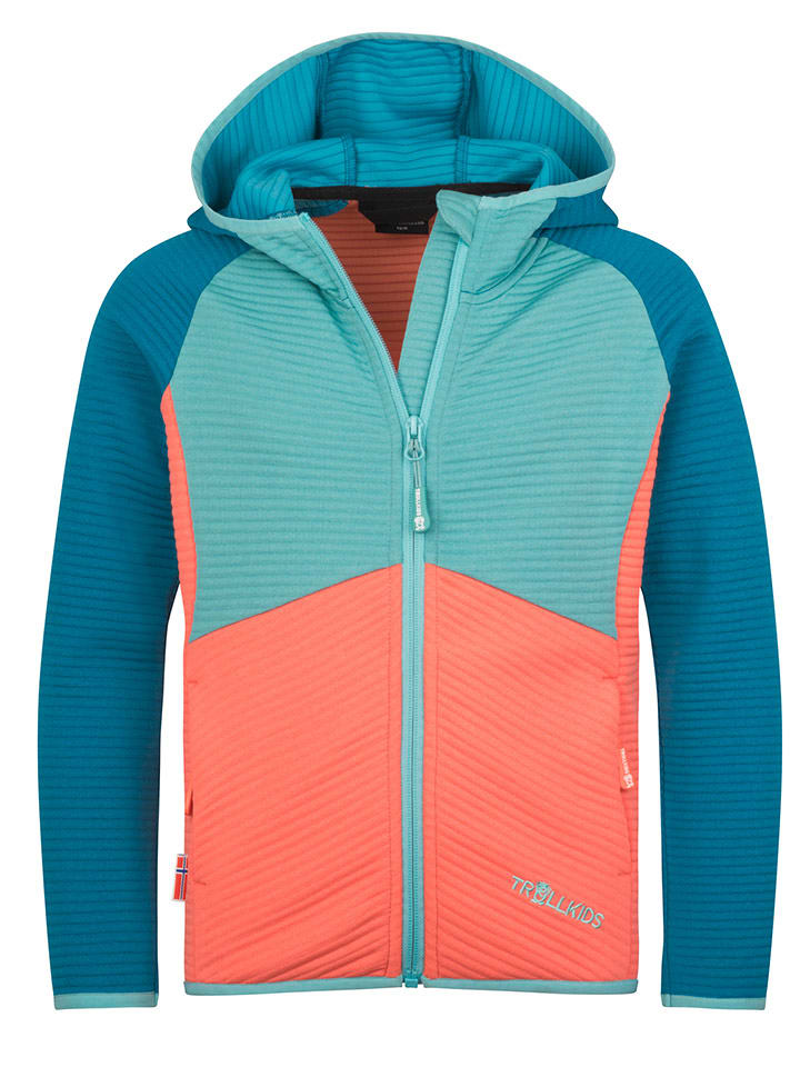 Trollkids Kurtka polarowa "Sogndal" w kolorze niebiesko-pomarańczowym rozmiar: 110