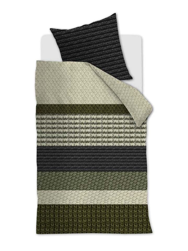Beddinghouse Komplet pościeli flanelowej "Lance" w kolorze zielonym rozmiar: 135x200 cm