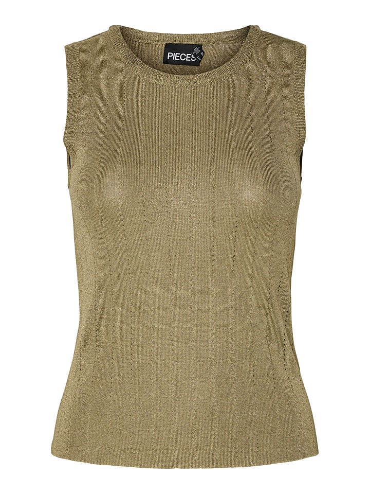 Pieces Top "Salima" w kolorze oliwkowym rozmiar: M
