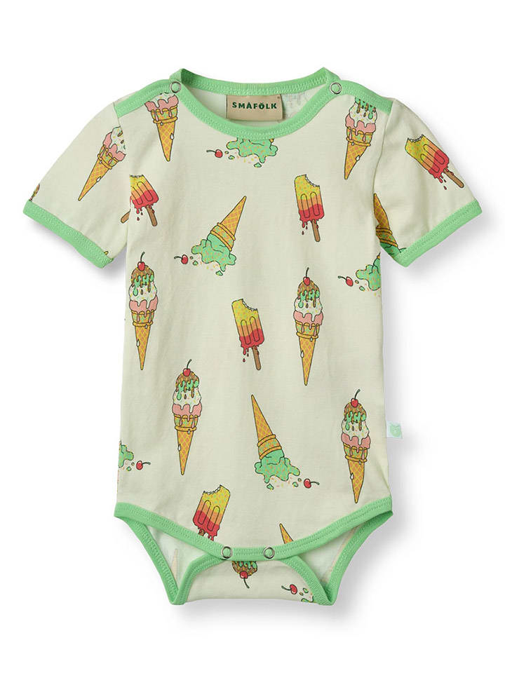 Småfolk Body "Eis" w kolorze zielonym ze wzorem rozmiar: 98