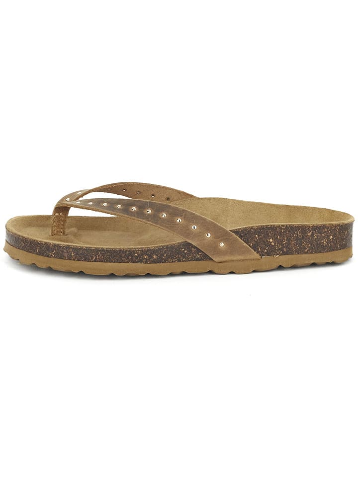 BABUNKERS Family Skórzane japonki w kolorze jasnobrązowym rozmiar: 40