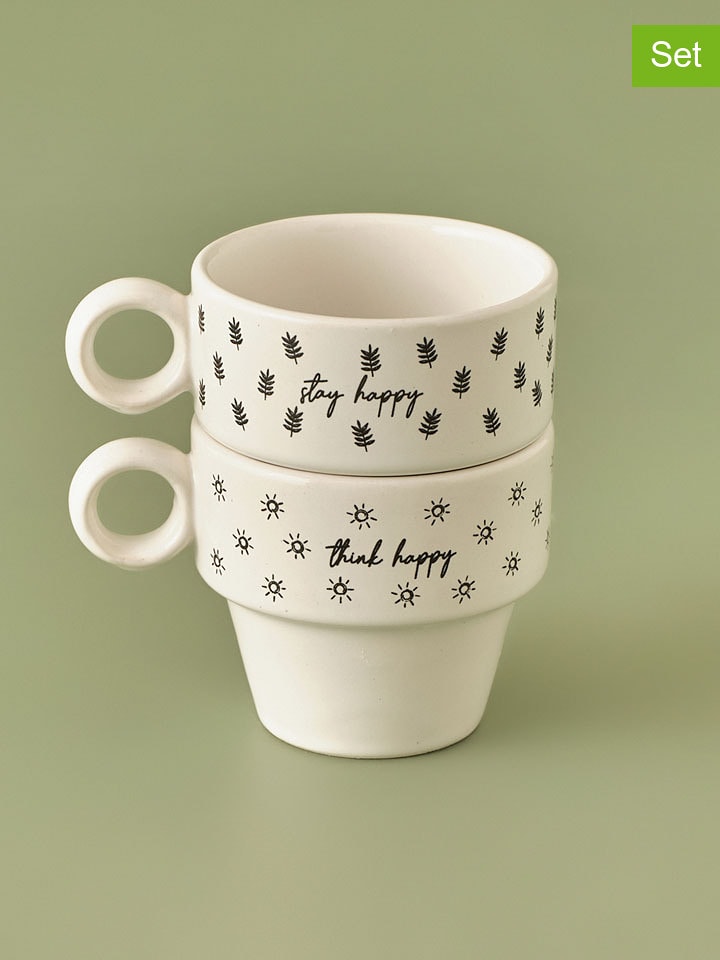 BELLA MAISON Kubki (2 szt.) "Simple Espresso" w kolorze biało-czarnym do kawy - 105 ml rozmiar: onesize