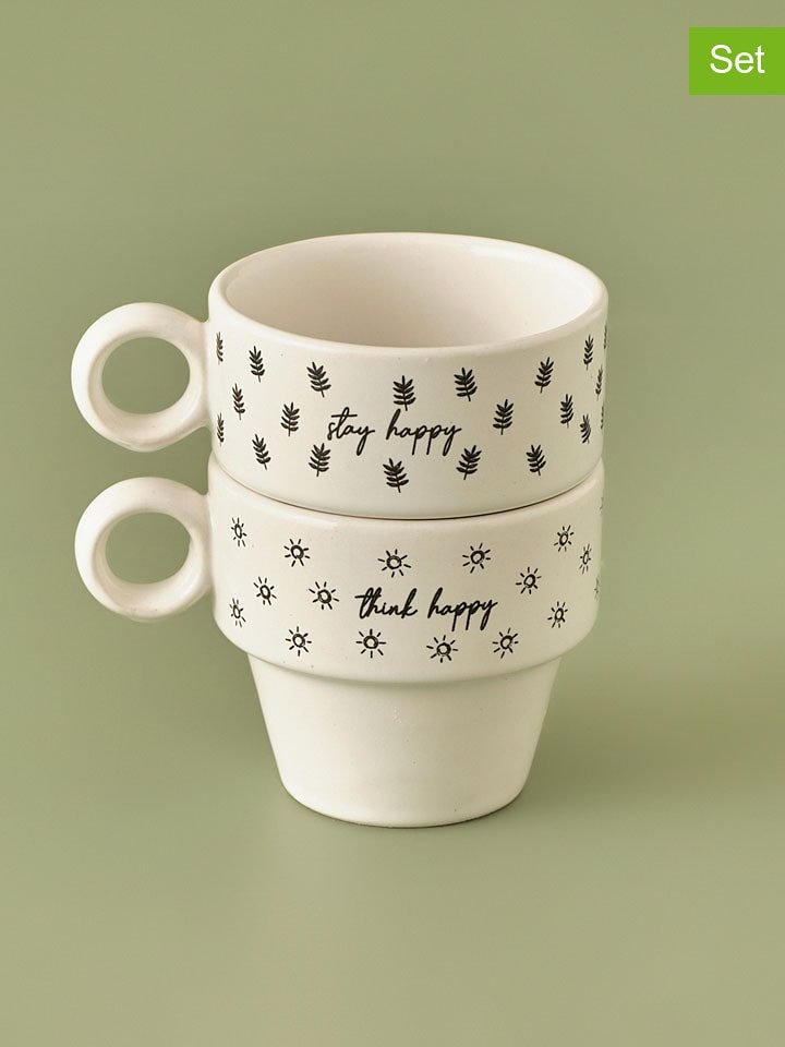 BELLA MAISON Kubki (2 szt.) "Simple Espresso" w kolorze biało-czarnym do kawy - 105 ml rozmiar: onesize