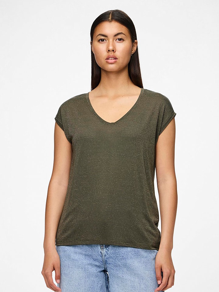 Pieces Koszulka "Billo" w kolorze zielonym rozmiar: XS