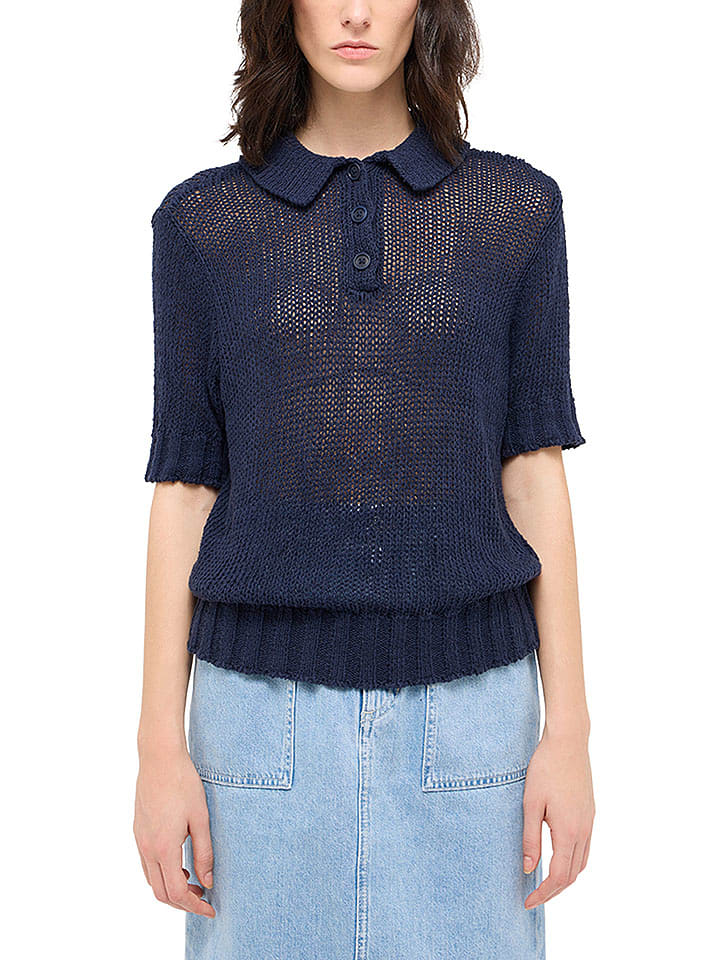 Mustang Sweter w kolorze granatowym rozmiar: M