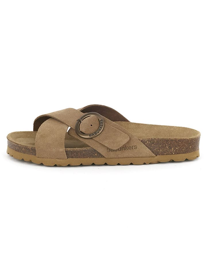 BABUNKERS Family Skórzane klapki w kolorze jasnobrązowym rozmiar: 39