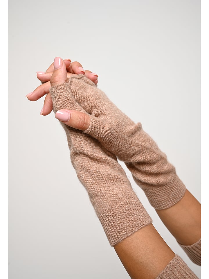 AUTHENTIC CASHMERE Kaszmirowe mitenki "Serre" w kolorze beżowym rozmiar: onesize