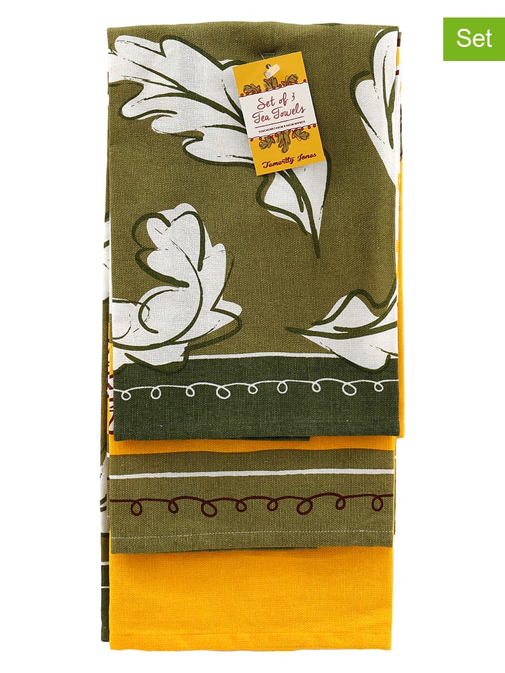 SiL Interiors Ściereczki (3 szt.) w kolorze zielono-żółtym do naczyń - 65 x 45 cm rozmiar: onesize