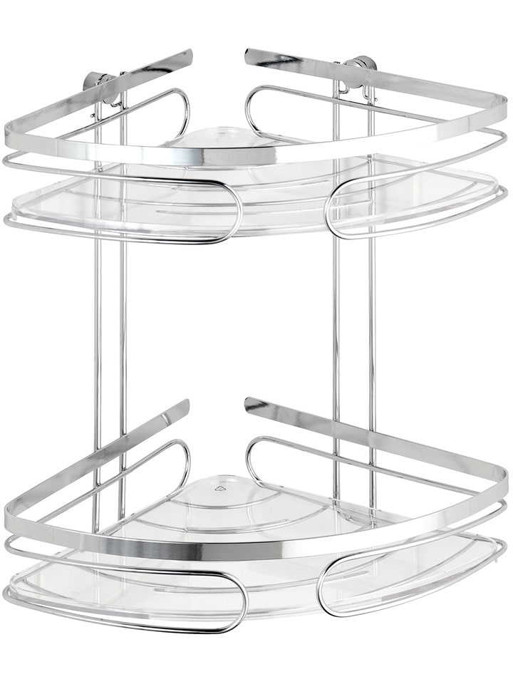 Wenko Narożny regał prysznicowy w kolorze srebrnym - 26,5 x 27,5 x 19 cm rozmiar: onesize