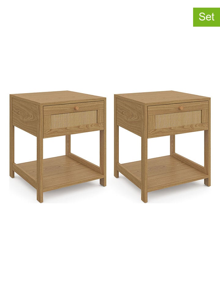 IDOMYA Essentials Stoliki nocne (2 szt.) w kolorze jasnobrązowym - 115 x 48 x 40 cm rozmiar: onesize