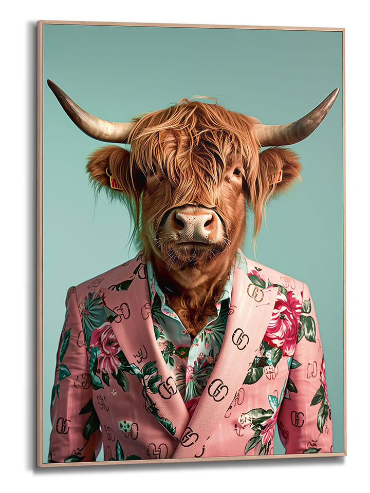 Orangewallz Druk artystyczny "Highlander Pink Jacket" w ramce rozmiar: 40x50 cm