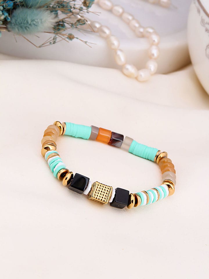 Charlize Pozłacana bransoletka z jaspisami i kamieniami ozdobnymi rozmiar: onesize