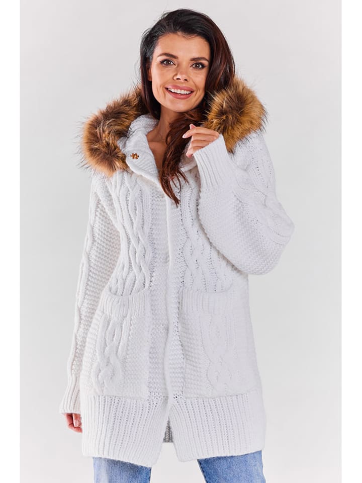 Awama Kardigan w kolorze białym rozmiar: onesize