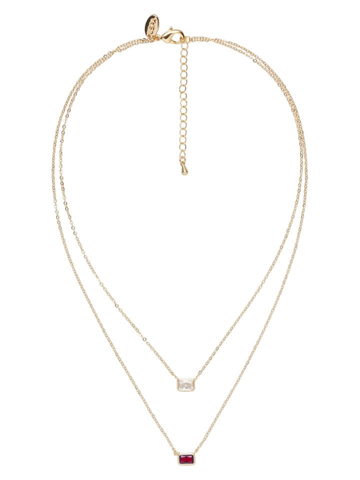 U.S. Polo Assn. Pozłacany naszyjnik z kamieniami ozdobnymi - dł. 37 cm rozmiar: onesize