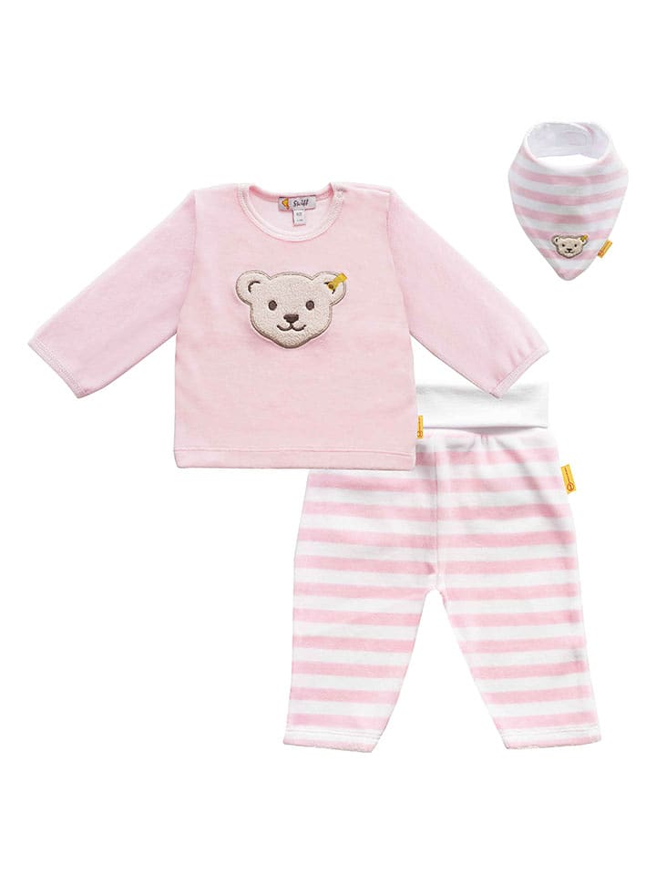 Steiff 3-częściowy zestaw w kolorze jasnoróżowo-białym rozmiar: 50