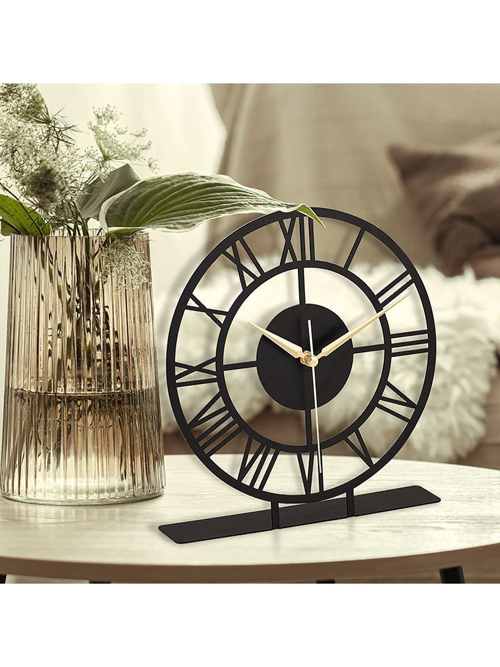ABERTO DESIGN Zegar stojący "Roman" w kolorze czarnym - Ø 25 cm rozmiar: onesize
