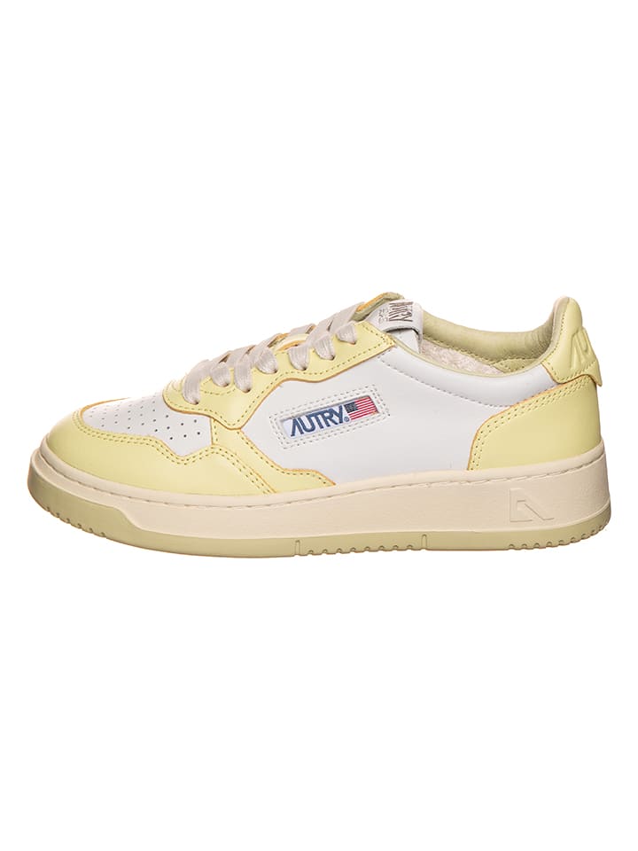 AUTRY Skórzane sneakersy "Autry" w kolorze biało-żółtym rozmiar: 39