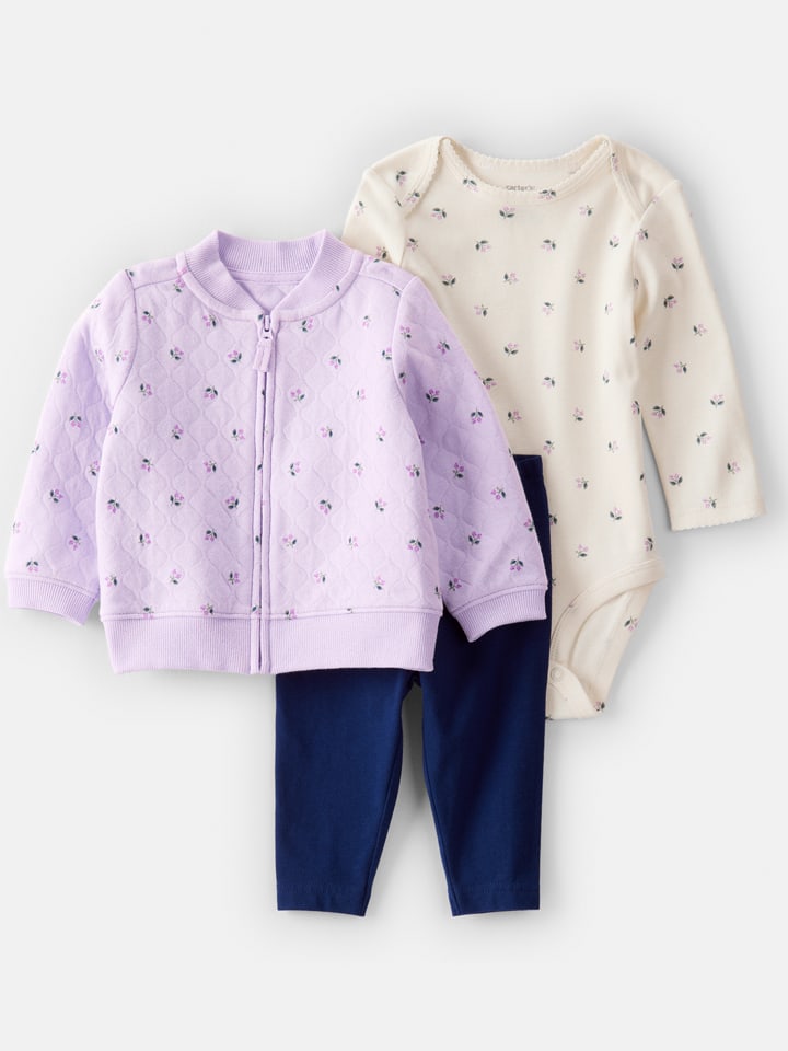 carter's 3-częściowy zestaw w kolorze fioletowo-kremowo-granatowym rozmiar: 86