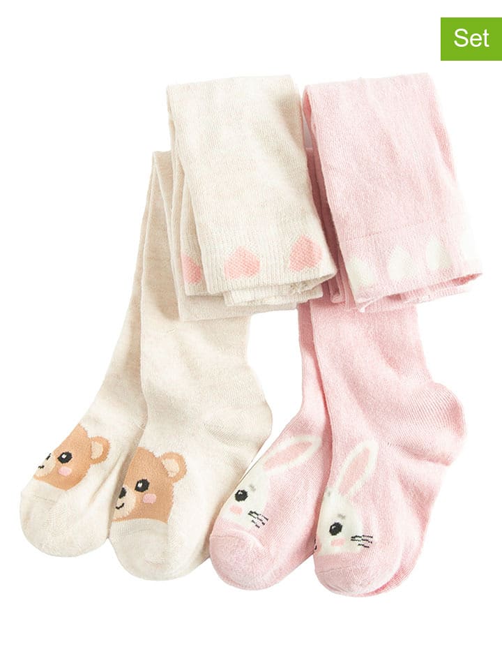 COOL CLUB Rajstopy (2 pary) w kolorze jasnoróżowo-kremowym rozmiar: 92/98