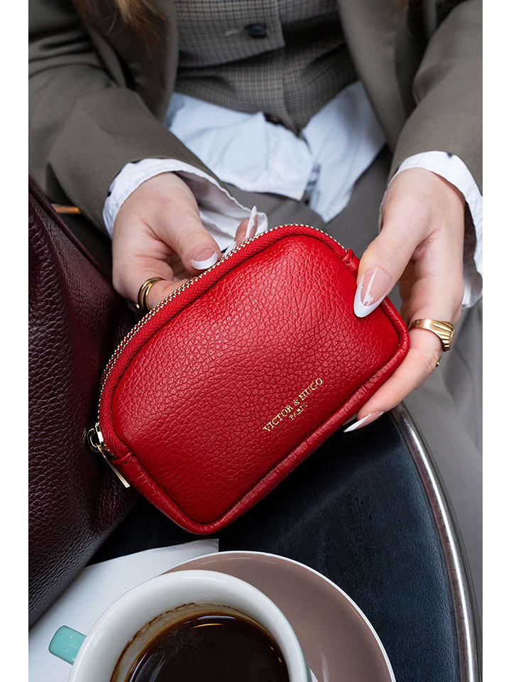 Victor & Hugo Paris Skórzany portfel "Gema" w kolorze czerwonym - 15 x 10 x 5 cm rozmiar: onesize