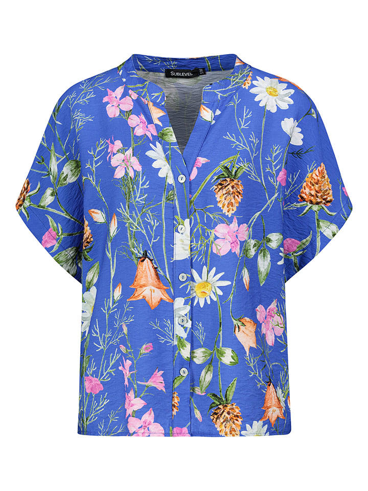 Sublevel Bluzka w kolorze niebieskim ze wzorem rozmiar: L/XL