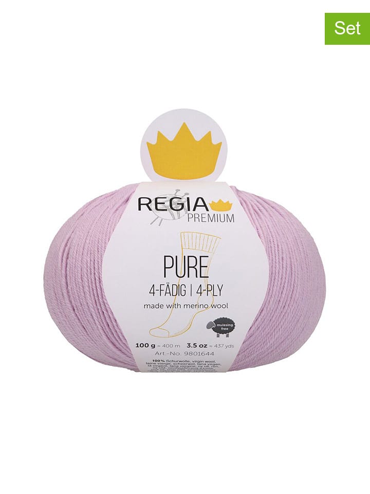 Regia Przędza wełniana (5 szt.) "Premium Pure" w kolorze lawendowym - 5 x 100 g rozmiar: onesize