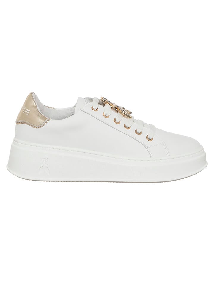 Patrizia Pepe Skórzane sneakersy w kolorze białym rozmiar: 38