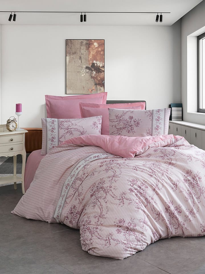 Elizabed Komplet pościeli "Roza" w kolorze jasnoróżowym rozmiar: 240x220 cm