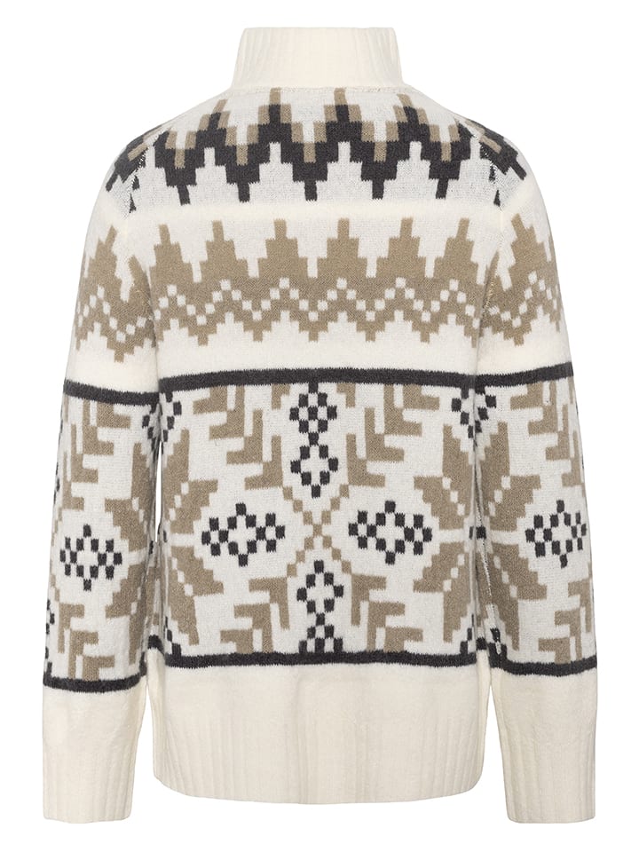 KARI TRAA Sweter "Amelia" w kolorze biało-beżowo-antracytowym rozmiar: L