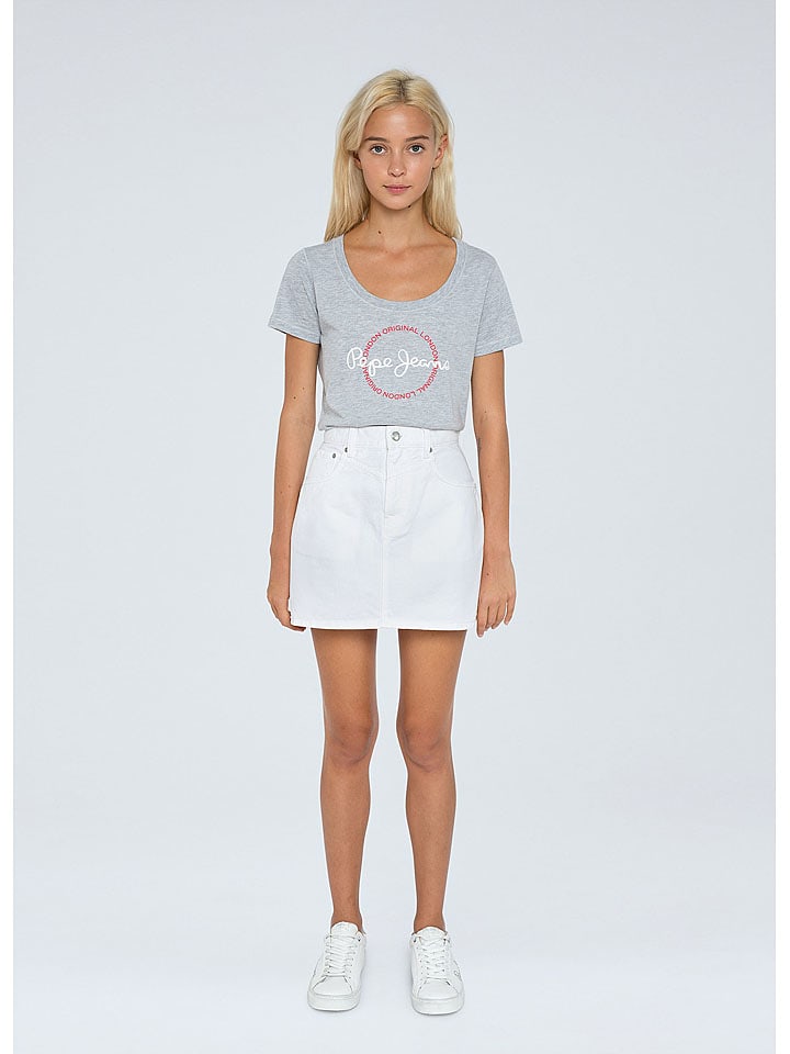 Pepe Jeans Spódnica dżinsowa "Rachel" w kolorze białym rozmiar: M