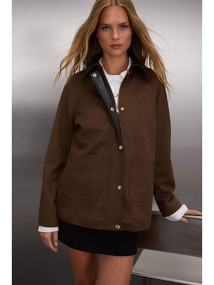 trendyol Kurtka koszulowa w kolorze ciemnobrązowym rozmiar: L