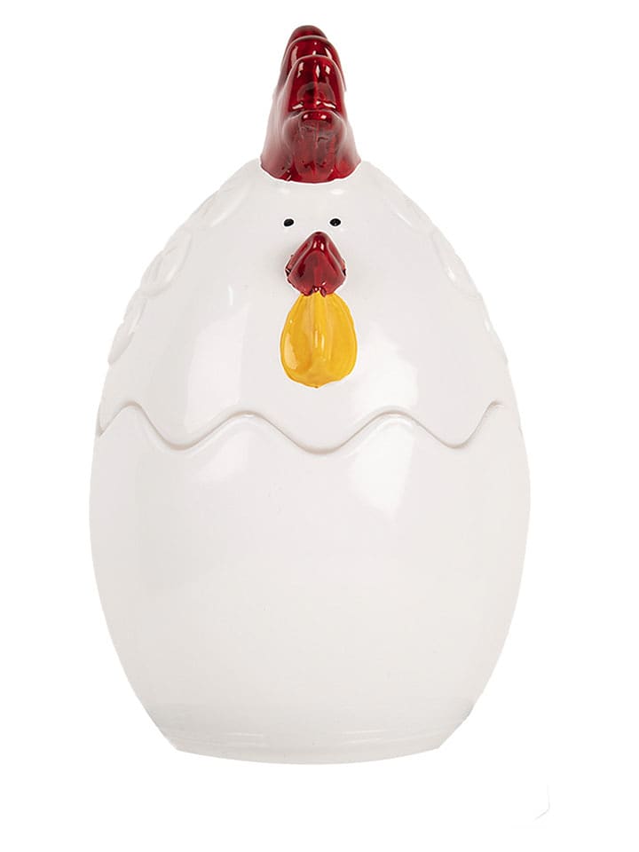 Clayre & Eef Słoik w kolorze biało-czerwonym - wys. 14 x Ø 8 cm rozmiar: onesize