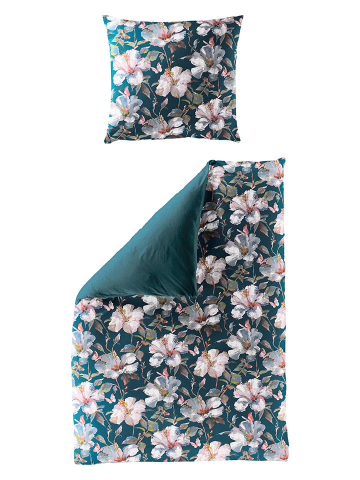 Bierbaum Komplet pościeli satynowej w kolorze morskim rozmiar: 155x220 cm