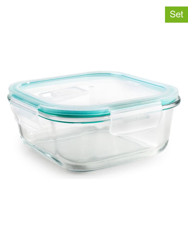 Ibili Pojemniki (3 szt.) "Basic" w kolorze turkusowym - 200 ml rozmiar: onesize