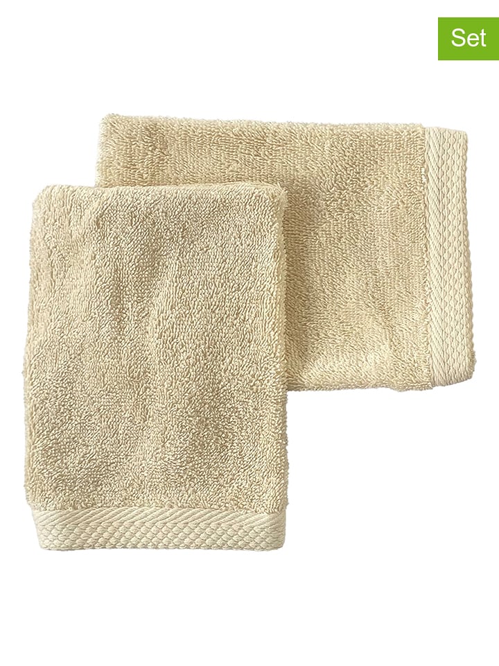 Soft by Perle de Coton Myjki (2 szt.) "Epo" w kolorze kremowym rozmiar: 16x21 cm