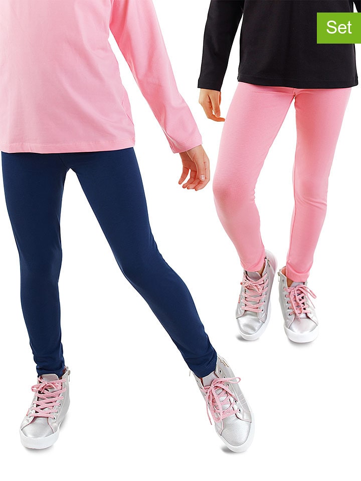Denokids Legginsy (2 pary) w kolorze czarnym i jasnoróżowym rozmiar: 98