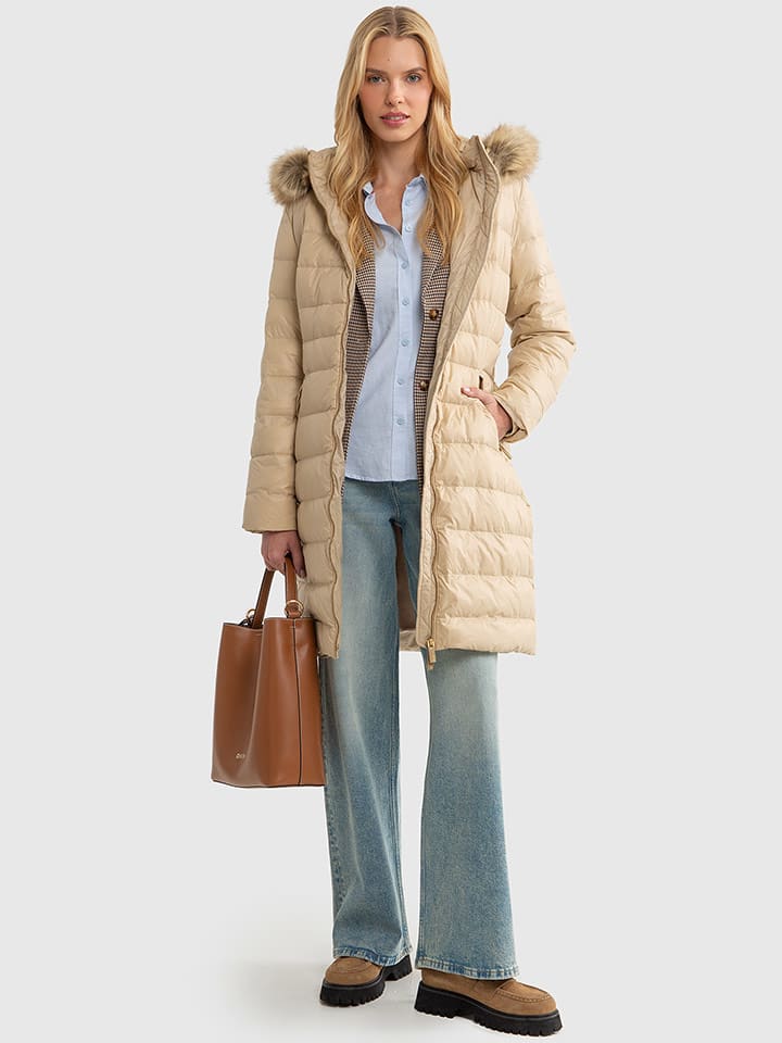 BIG STAR Płaszcz puchowy w kolorze beżowym rozmiar: XL