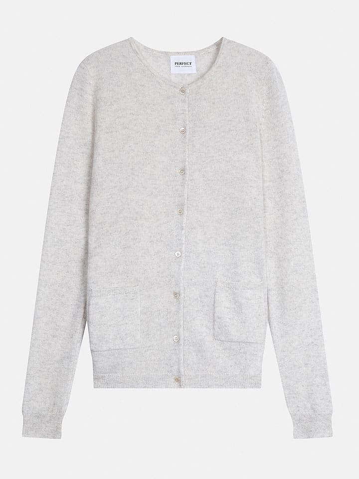 Perfect Cashmere Kaszmirowy kardigan "Amy" w kolorze jasnoszarym rozmiar: XL