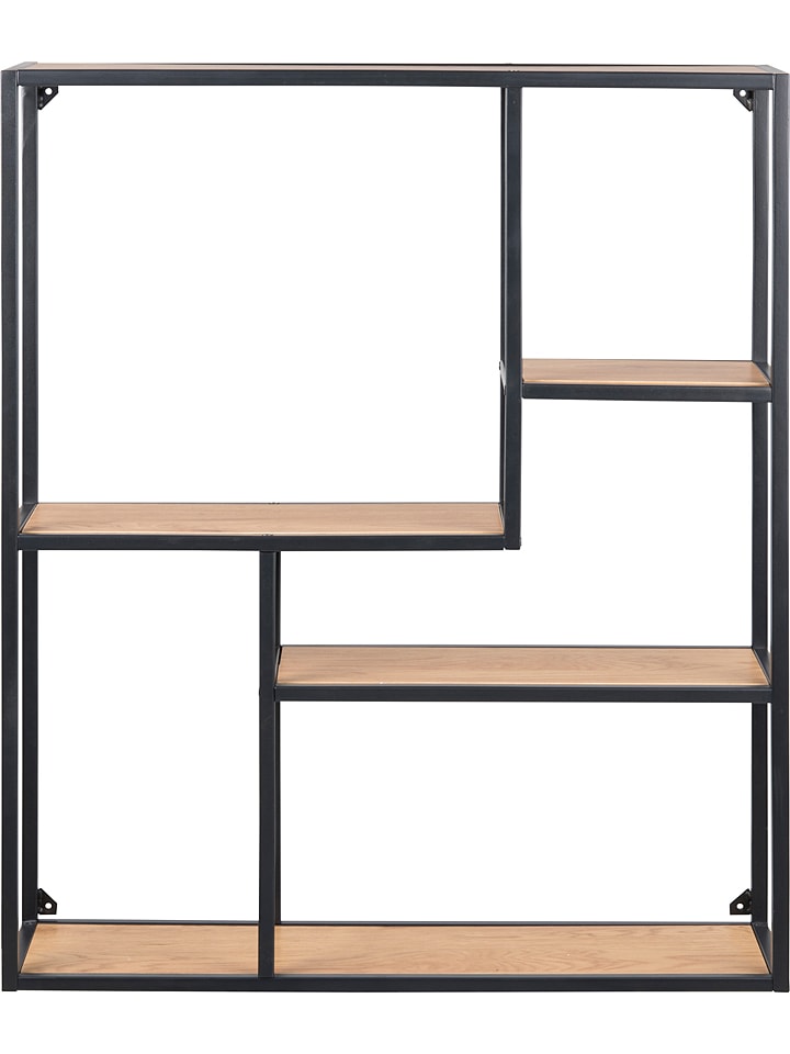 Actona Regał ścienny "Seaford" w kolorze jasnobrązowo-czarnym - 75 x 91 x 20 cm rozmiar: onesize