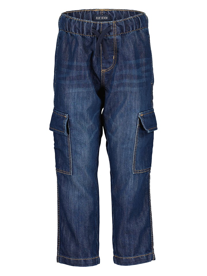 Blue Seven Bojówki dżinsowe w kolorze granatowym rozmiar: 92