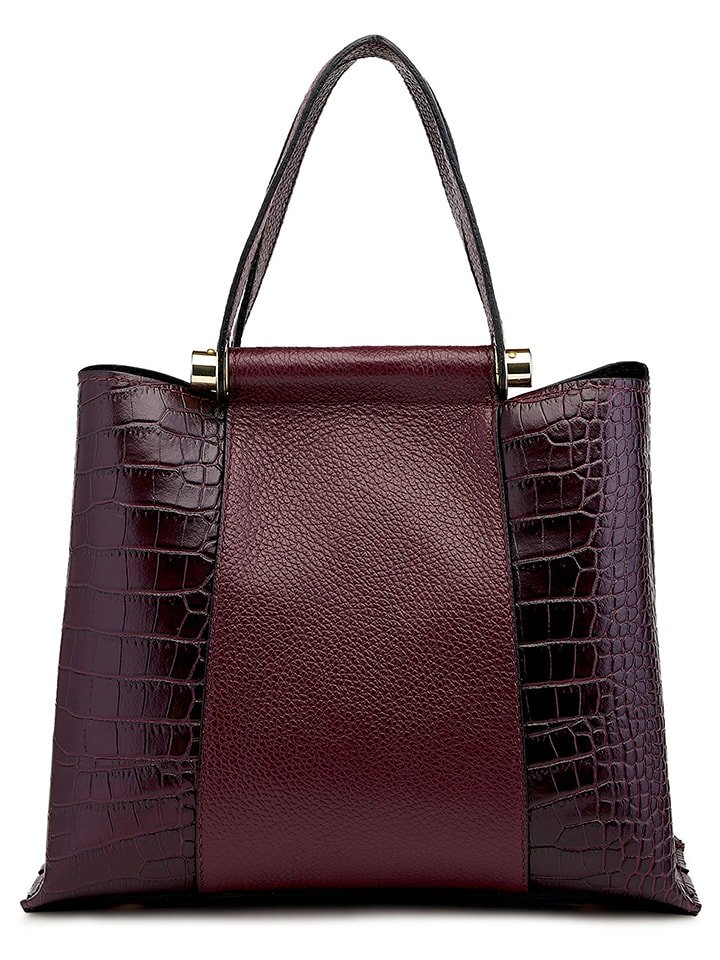 ORE10 Skórzana torebka "Lusan" w kolorze bordowym - 29 x 25 x 13 cm rozmiar: onesize