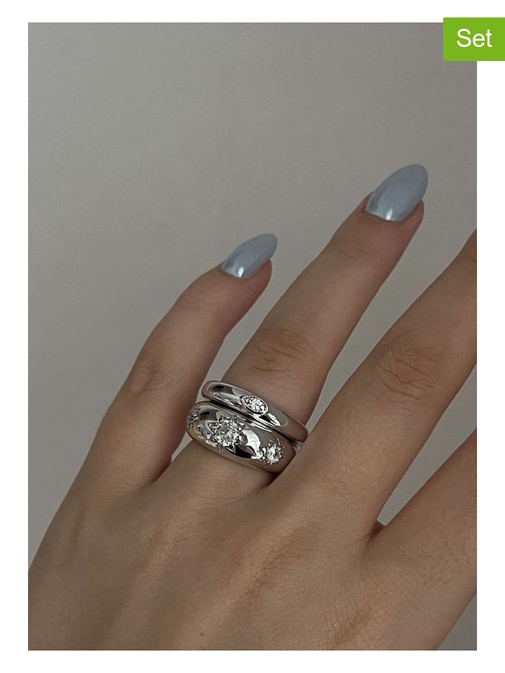 Heliophilia Pierścionki (2 szt.) z cyrkoniami rozmiar: onesize